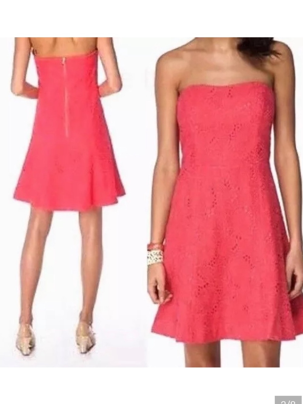 Lilly Pulitzer Vicki Island Lace Coral Strapless Dress Size 8 Retail $328 - Picture 2 of 6